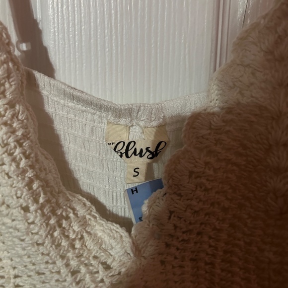 BLUSH SMALL WOMENS DRESS WHITE CROCHET 70S COASTAL BEACH CUTE COWGIRL NEW TAGS - Picture 3 of 5